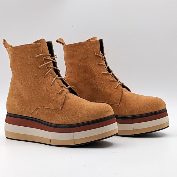 Paloma Barcelo Women Lionetta Boots Brown Suede Platform Size 6.5 EUR 37 - Picture 1 of 8